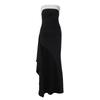 New Solid Color Imperial Sister One-word Collar Contrasting Color Chest Wrap Waist Split Dress Women's Clothing