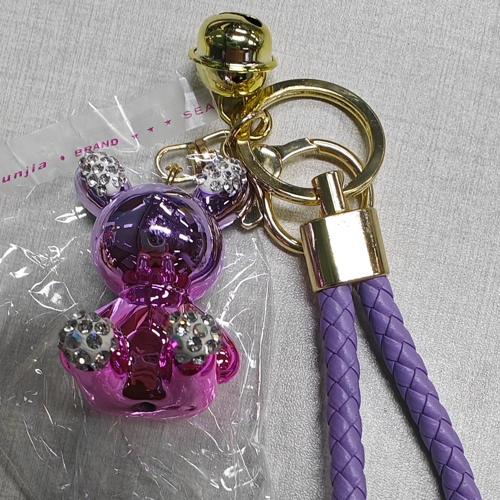 Cartoon Electroplating Rhinestone Rabbit Key Chain Female Gradient Bunny Student School Bag Pendant Keyrins