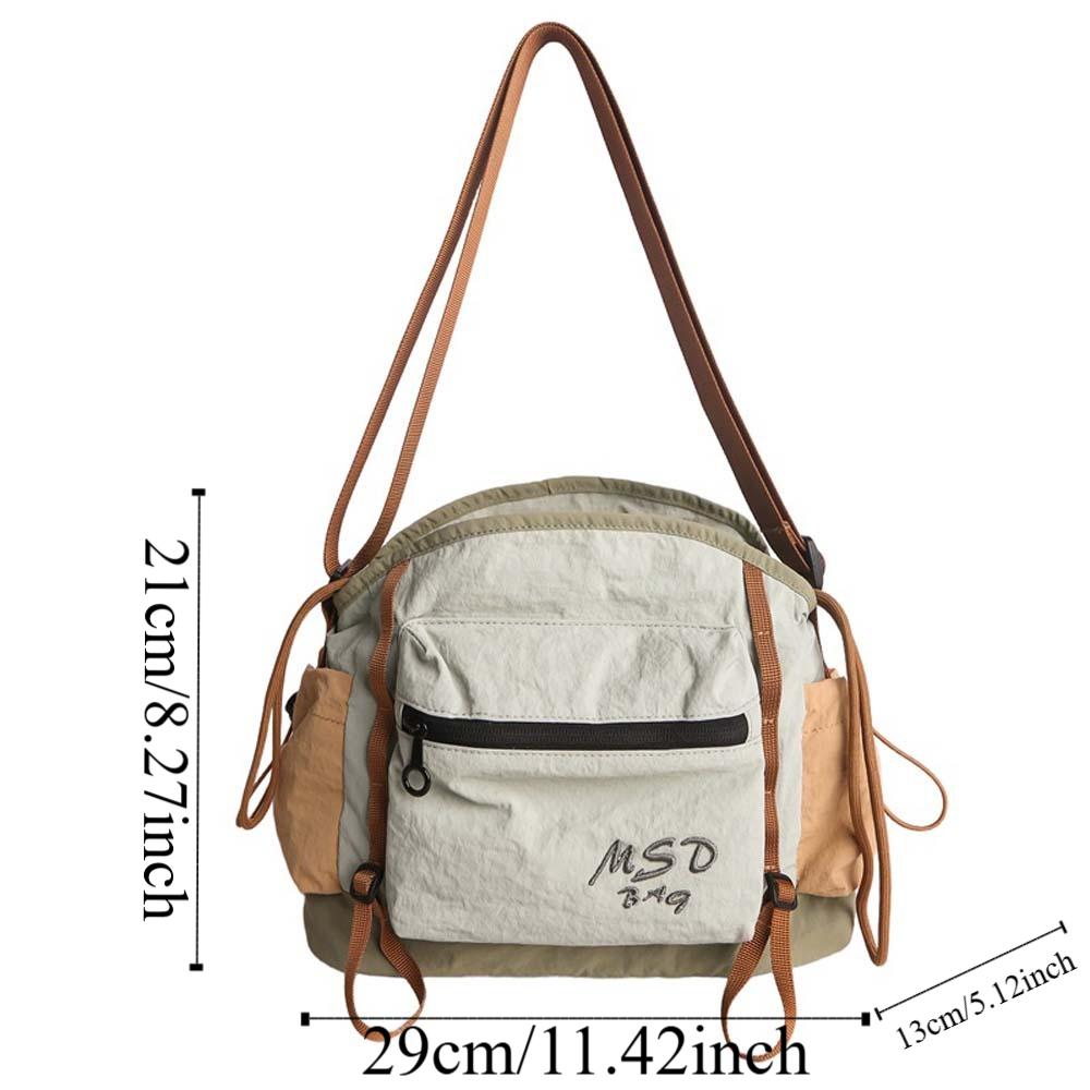 Portable Outdoor Nylon Shoulder Pouch Embroidery Drawstring Bucket Cloth Bag  Hiking