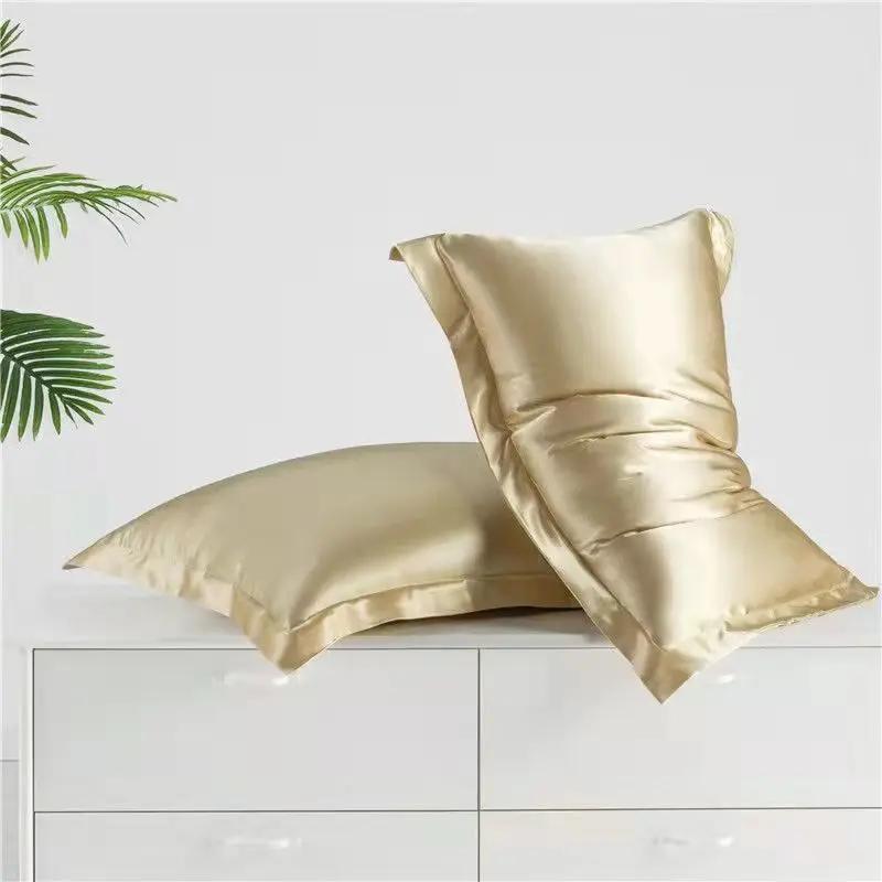 Pillowcase Silk Pillow Covers Silky Satin Hair Beauty Pillow case Comfortable Pillow Household Decoration wholeStandard/Queen 2PC