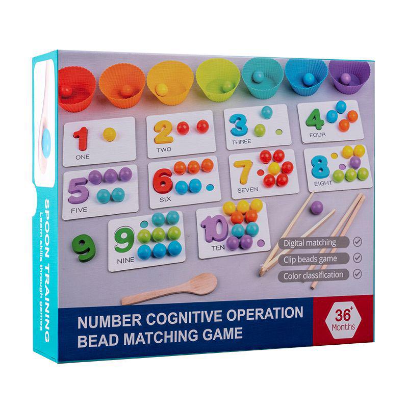 Montessori Mathe Perlen Klemmpuzzle - Zahlenerkennung & Feinmotorik Spielzeug für Kinder