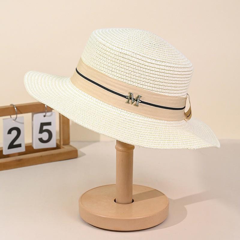 French Hat, Women's Summer Hat, Large Brim, Beach Sunscreen, Sunshade, Straw Hat, Versatile Flat Top Sun Hat