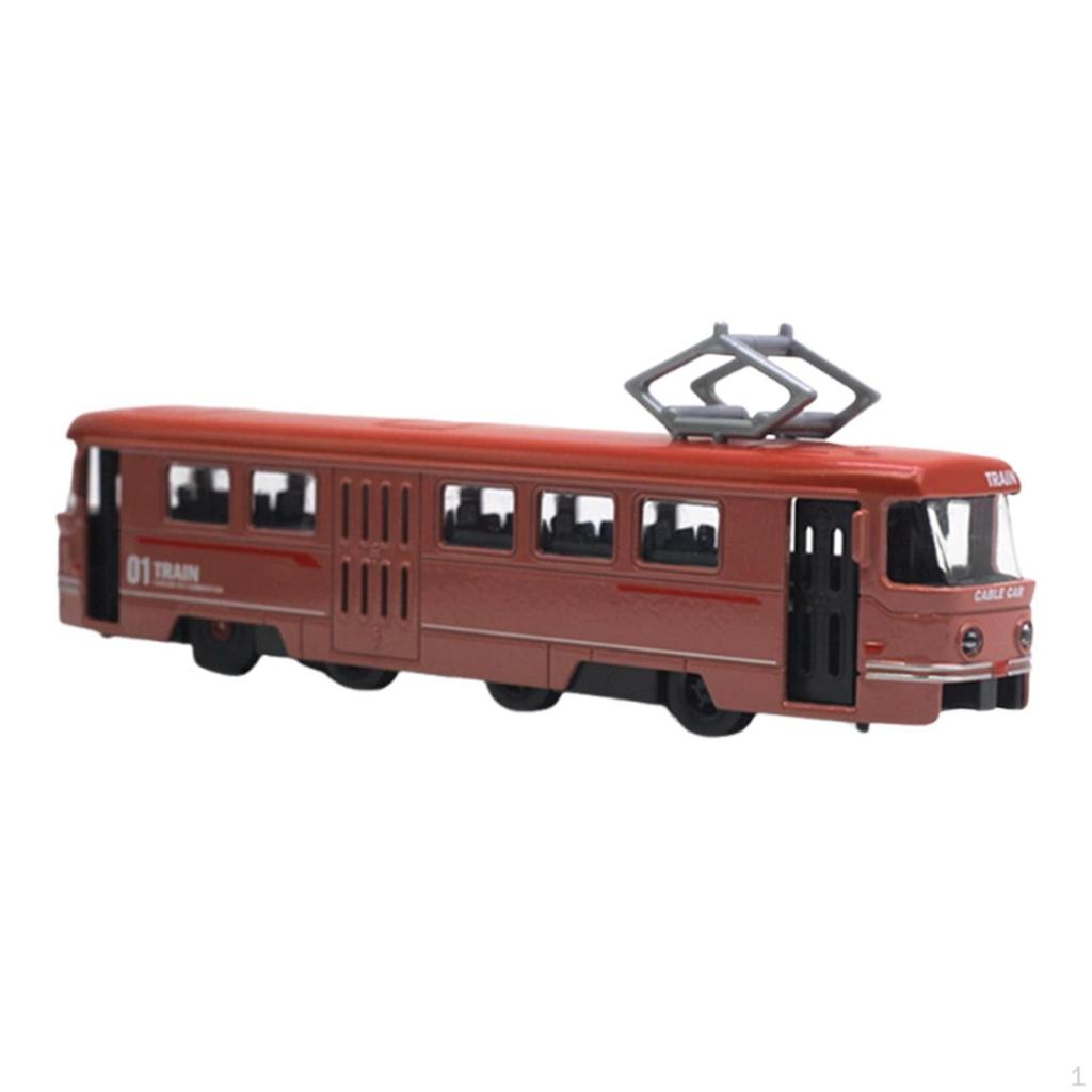 Classic Tram Model Vehicles Toy 1:90 Scale Collection Interactive Decorative Photography Prop with 2
