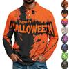 Herren Langarmshirt Halloween-Print Lockerer Schnitt Lässiges Oberteil