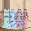 1PC Bike Ski Mountain Scenic Layout 750ml Color Plastic Water Bottle Leakproof Flip Straw Lid For Sports Office Home Use