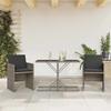 Vidaxl 3-Cz. Bistro Furniture Set with Cushions, Grey, Poly Rattan