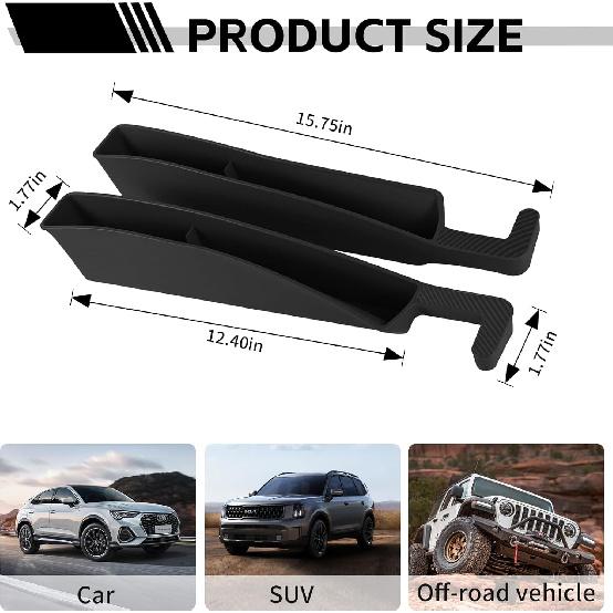 2PCS Car Seat Gap Filler Organizer, Multifunctional Seat Gap Storage Box for Phone Key, Stop Things from Dropping Between Seat and Console, Universal