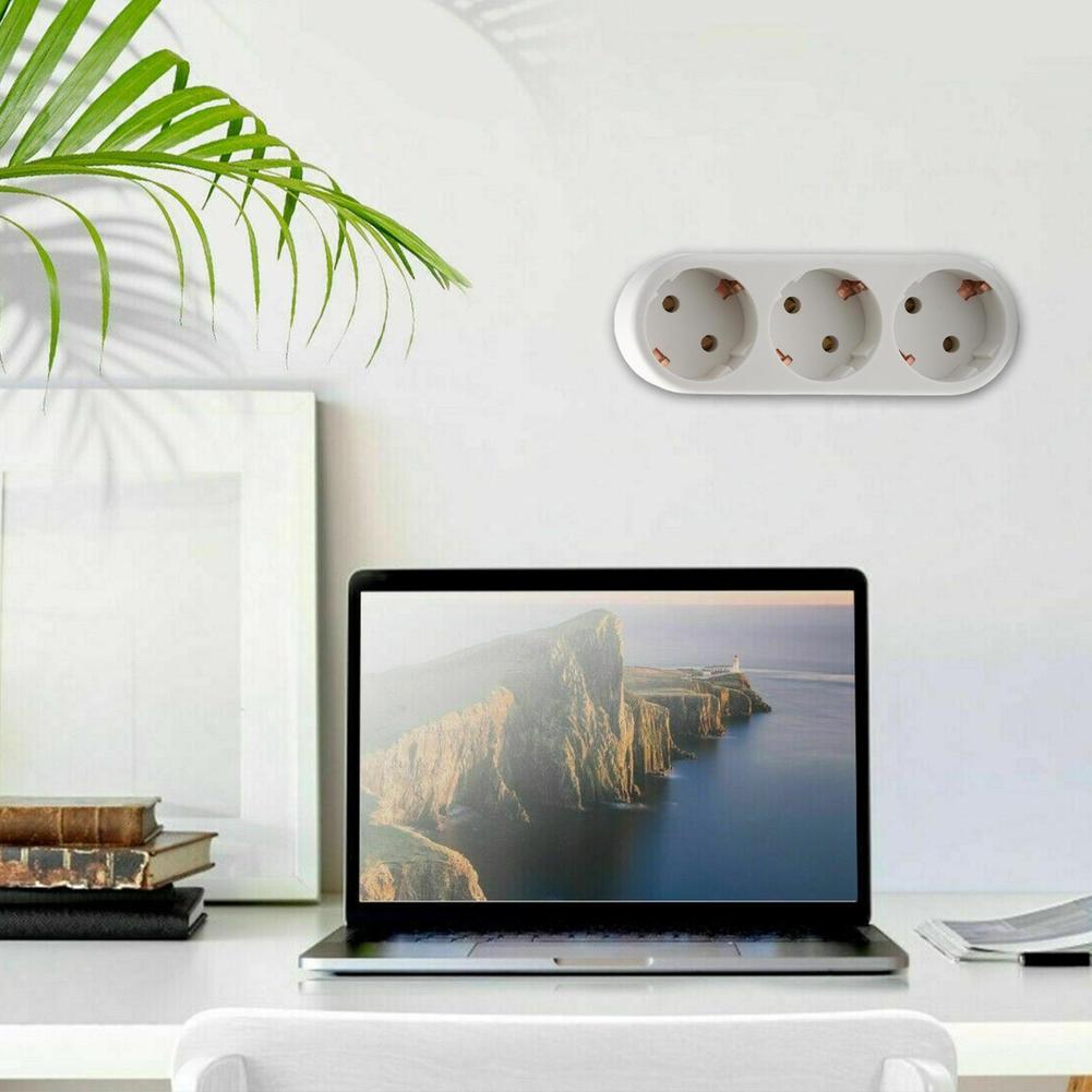 EU Electrical Socket 3 Outlets European Standard Adapter German Strip European Plug Adapter Power Plug EU Conversion Plug