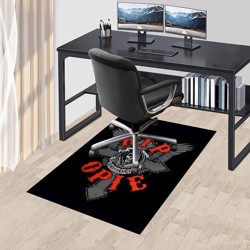 1pc Sons of Anarchy Themed Office Carpet Chair Mats - Durable Polyester Rug for Home Theater, Office, Dorm Room Decor - tA20