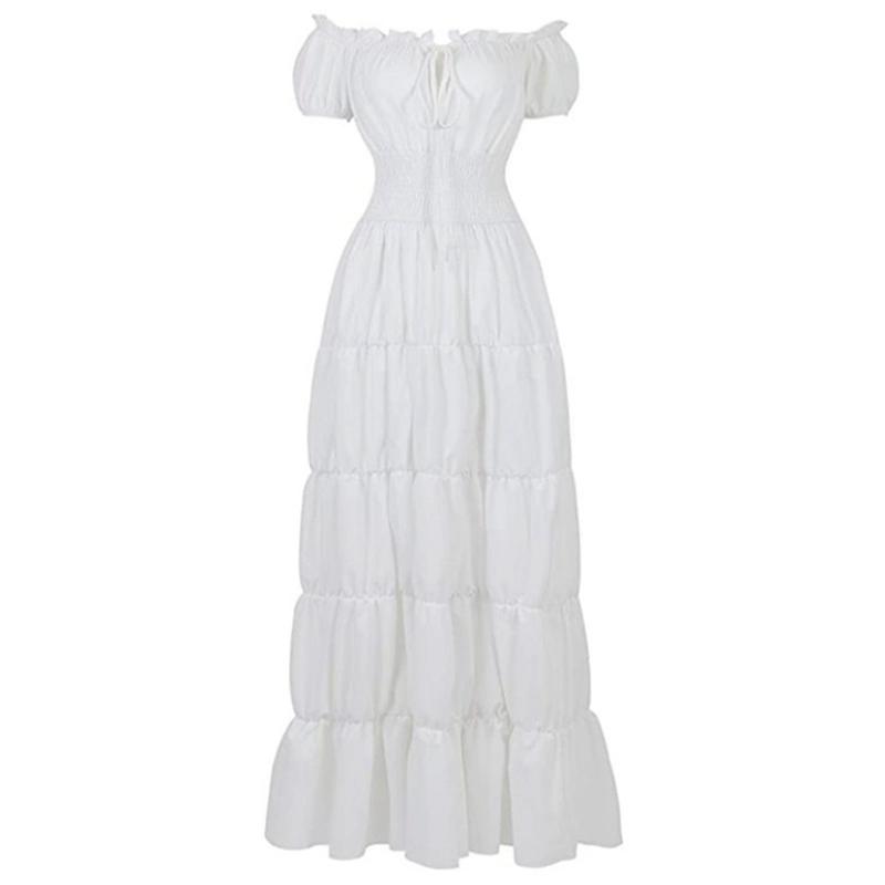 Mittelalterliches Damen Kurzarmkleid Renaissance Abschlussball Langes Kleid Bühnenkostüm