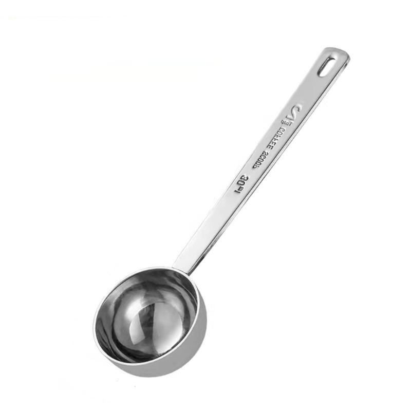 Long Handle Measuring Spoons, 4 Piece 304 Steel Set with 5Ml 10Ml 15Ml 30Ml Labeled Scoops for Deep Ingredient Container