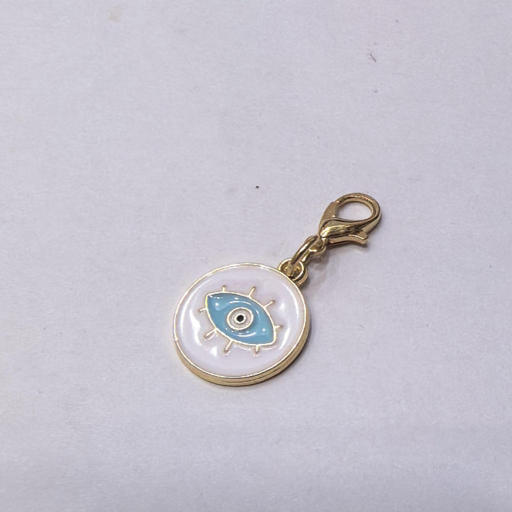 Ciondolo Tirazip Occhio Malvagio Dorato - Charms Rotondi in Lega Smaltati a Goccia per Accessori Abbigliamento Fai da Te