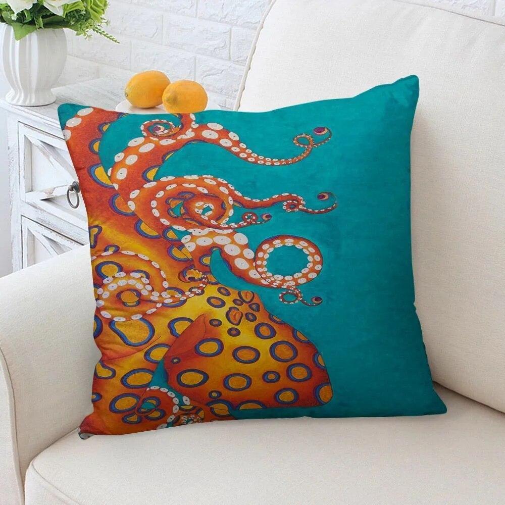

Pillow Cover Octopus 3D Imprinted Lettering Sofa Car Home Decor Cushion 40x40cm