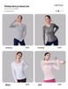 Women's Seamless Waist-Cinched Round Neck Long Sleeve Yoga Top: Breathable, High Elasticity, Shaping, Fitness Base Layer.