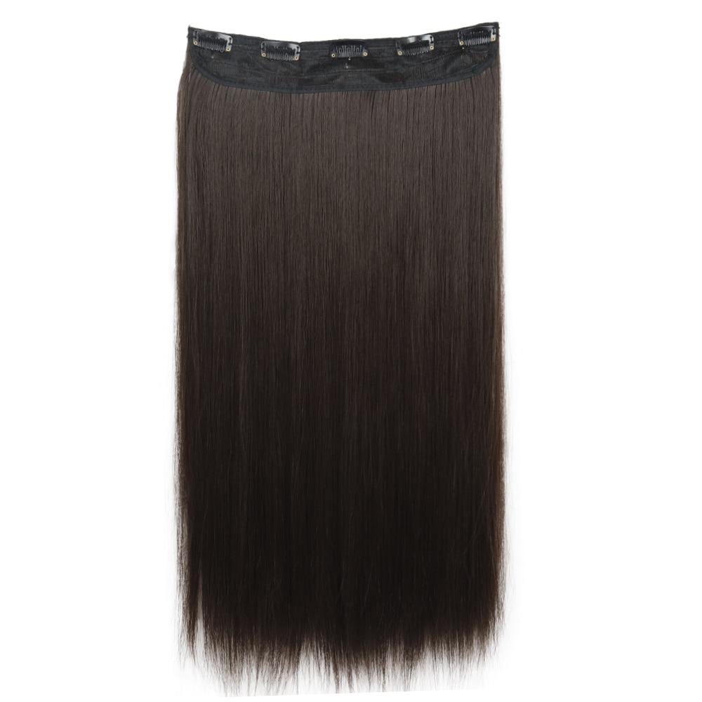 MERISIHAIR 5 Clips In Hair Extension Synthetic Long Straight Hairpiece Haistyle High Temperature Fibert Golden Brown Black