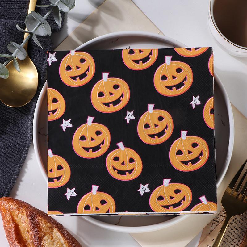 20Pcs Funny Halloween Skull Pumpkin Printed Disposable Napkin Paper Table Dinner Tissues Party Decoration