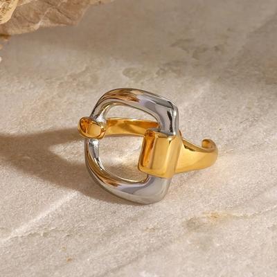 Stainless Steel Combination Letter D Open Ring for Women Trendy Metal 18 K Geometric Finger Ring Party Gift New