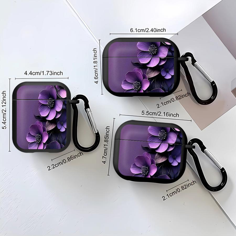 Custodia morbida per auricolari con motivo floreale viola, Cover Case per Airpods 3 Pro 2 Pro3 4 Pro2 1
