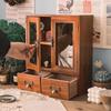 Solid Wood Multi-Layer Desktop Organizer: Office Desk & Cosmetics Storage Rack for Clutter-Free Spaces