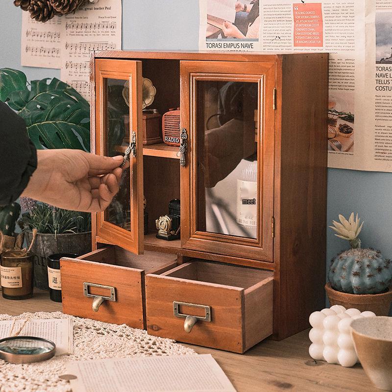 Solid Wood Multi-Layer Desktop Organizer: Office Desk & Cosmetics Storage Rack for Clutter-Free Spaces