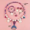 Children's Mermaid Necklace Set Girl Shell Fish Tail Little Girl Bracelet Princess Jewelry Cute Ear Clip Ring