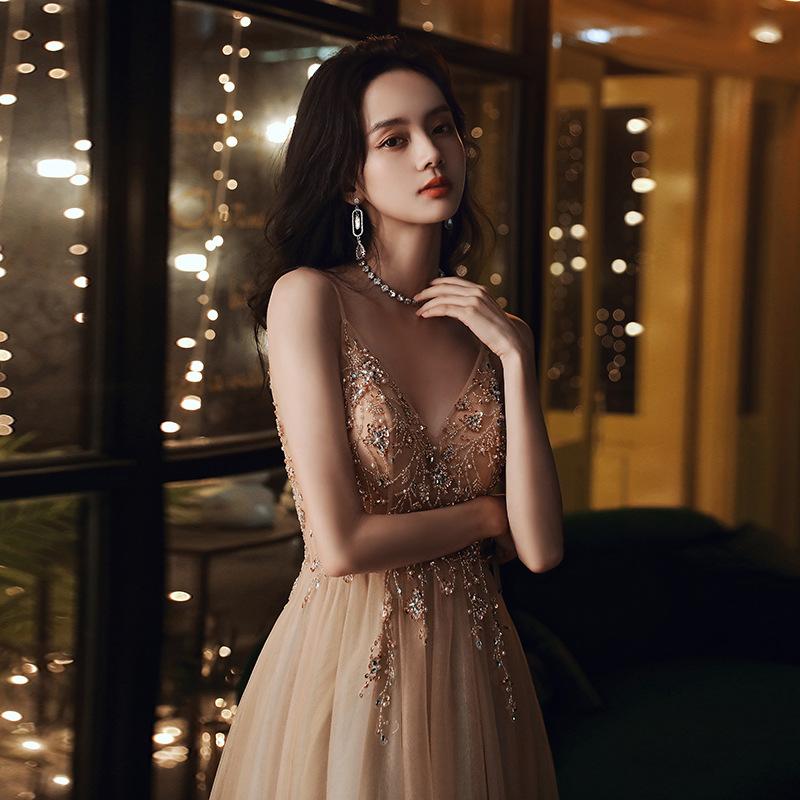 Evening dress dress women's 1011 new summer suspender annual meeting birthday party fairy long temperament banquet dress