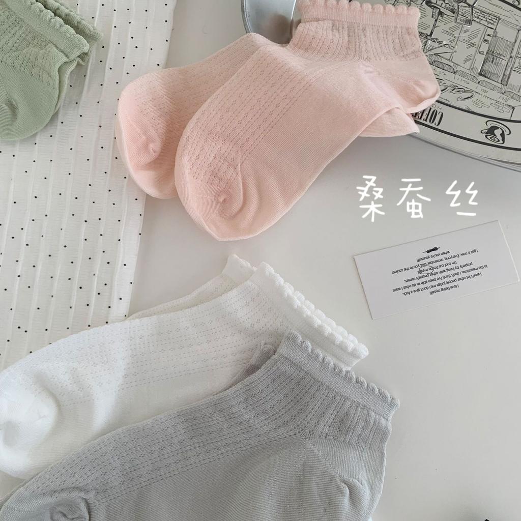 Mulberry Silk Socks, Thin Summer Socks, Cool Summer Socks, Soft And Glutinous White Ballet-Style Short-Leg Socks