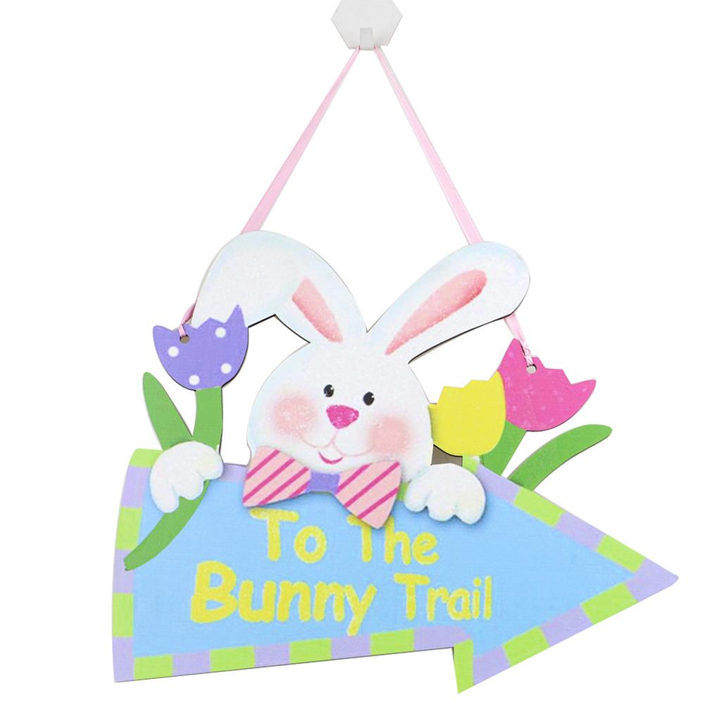 Wooden Easter Door Hanging Sign Cute Eggs Pattern Home Garden Wall Hanging Indicator Spring Party Indoor Outdoor Decorations Blue sign