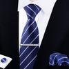 Men's Formal Tie Gift Box: Five-Piece Set with Logo, 8cm Striped Black for Weddings and Business 