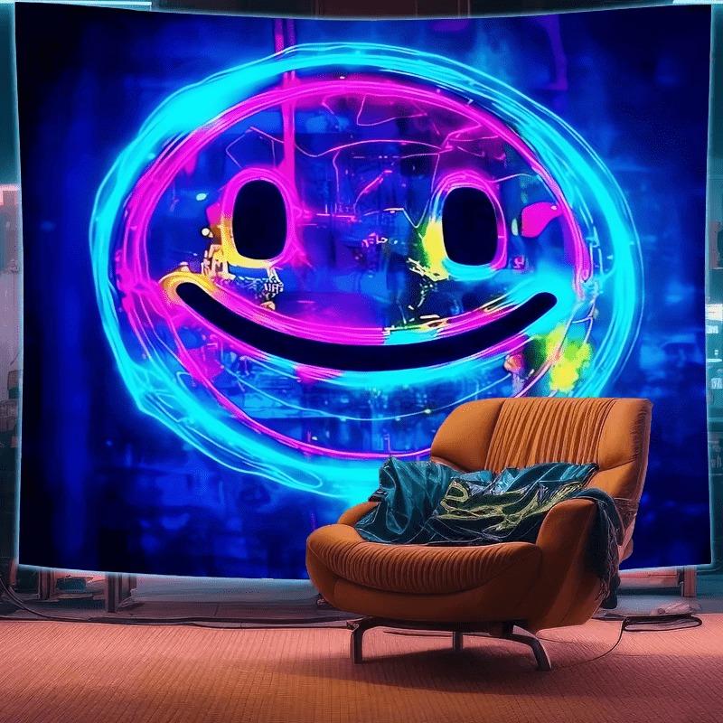 Ultraviolet Punk Cyberrobot Luminous Tapestry, Indoor Mood To Create Atmosphere, Psychedelic Luminous Art, Bedroom Decoration