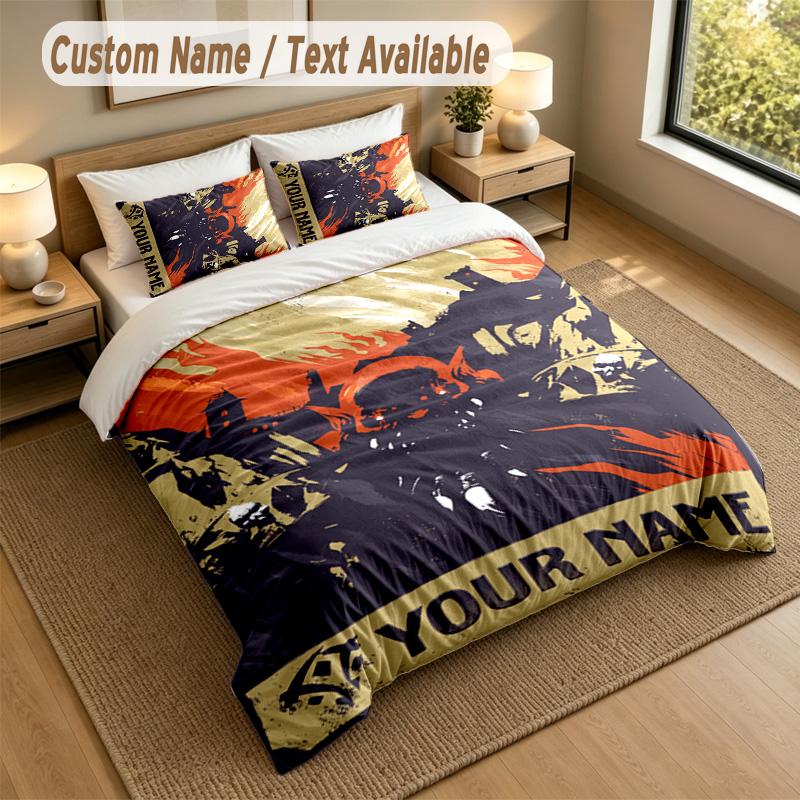 3Pcs Bedding Set Custom Name Text, 1 Sheet 2 Pillowcases Home Bed DecorWorld of Warcraft