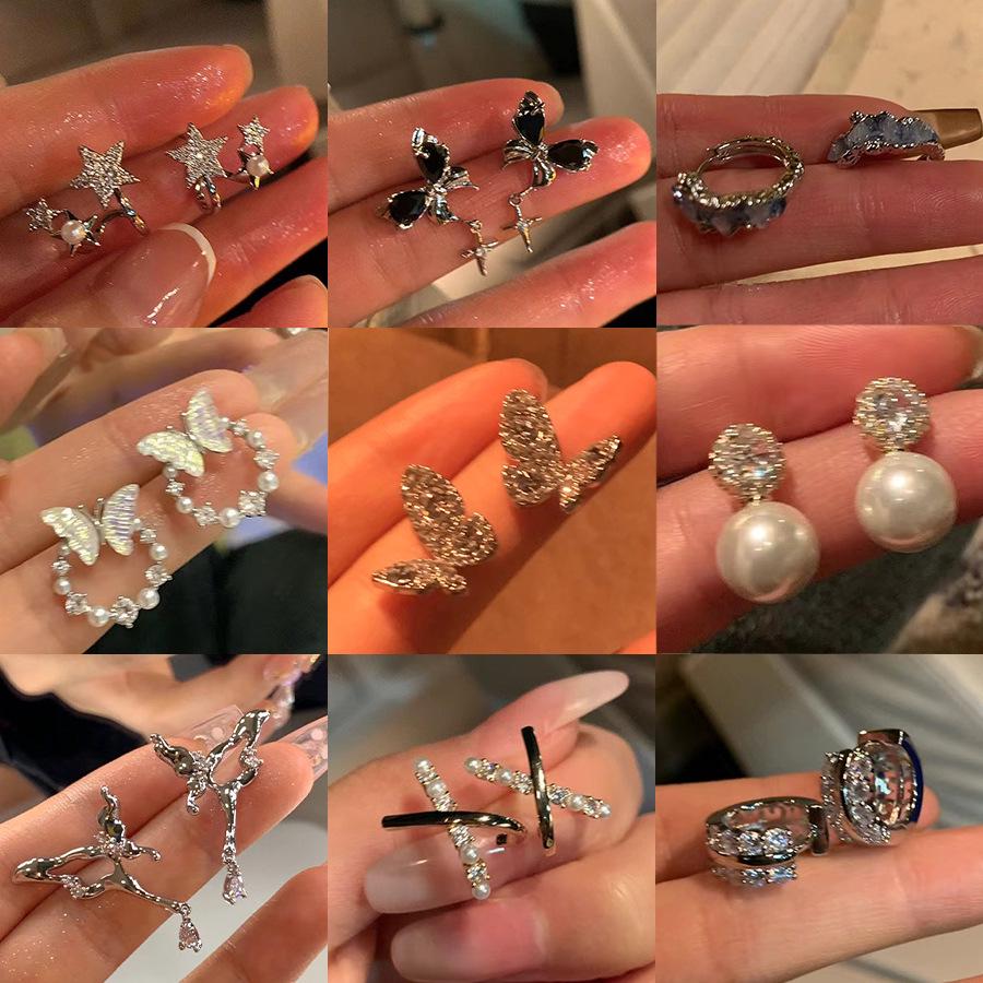 925 Silver Needle High-End Bow Pearl Stud Earrings