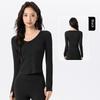 Lu Same Yoga Clothes Ladies 2025 Fall and Winter Nude Feel Slim Fit Slimming Long Sleeves Sports Outwear V Neck Zipper Cardigan