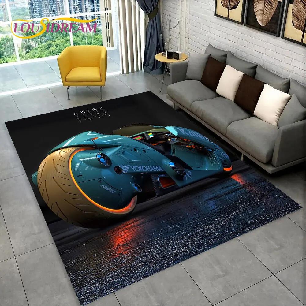3D Cyberpunk Concept Motorcycle Cartoon Area Rug,Carpet for Living Room Bedroom Sofa Doormat Decoration,kids Non-slip Floor Mat