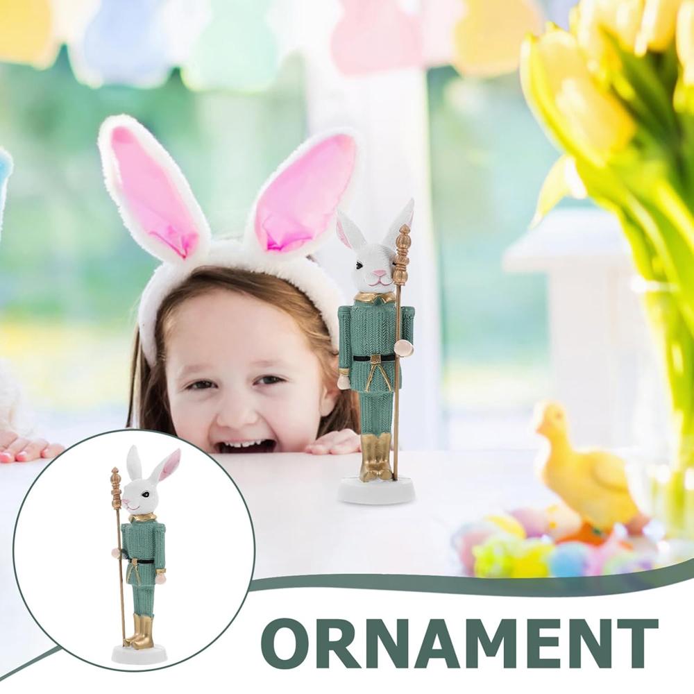 1Pc Easter Rabbit Nutcracker Resin Bunny Figurine Sculpture Holiday Nutcracker Doll