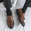 Men'S Dress Shoes Slip On Leather Formal Loafers Platform Social Business Shoes Men Tassel Office Party Leather Shoes Man Loafer