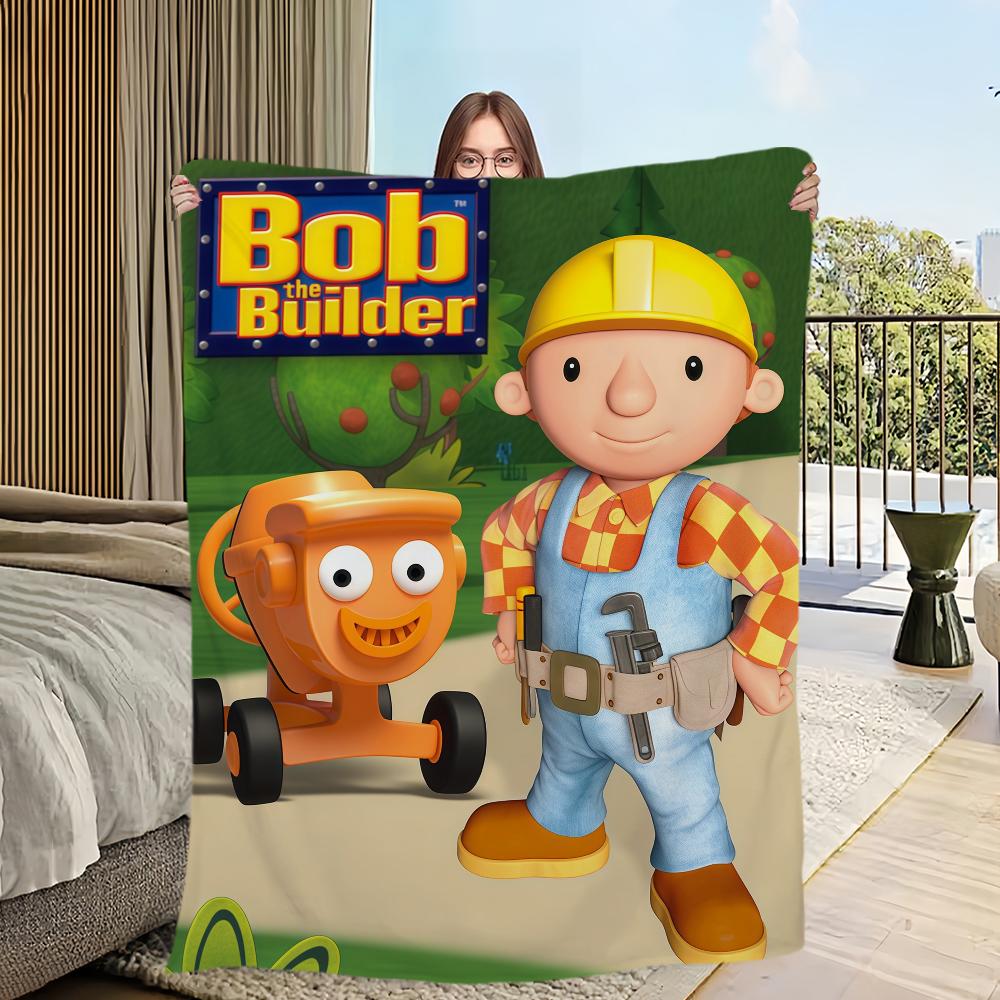 

Cartoon B-Bob the B-Builder Blanket Flannel warm comfort soft plush blanket For Picnic Beds Sofas Homes And Bedrooms 50x60in