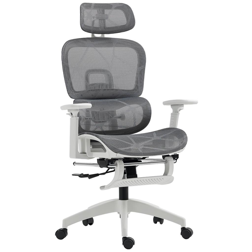 Multi-Adjustable Mesh Office Chair - Grey and White