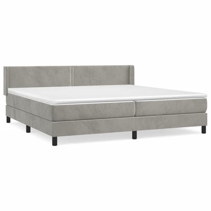 3130919 vidaXL Divan-lit Et Matelas Gris Clair 200x200cm Velours