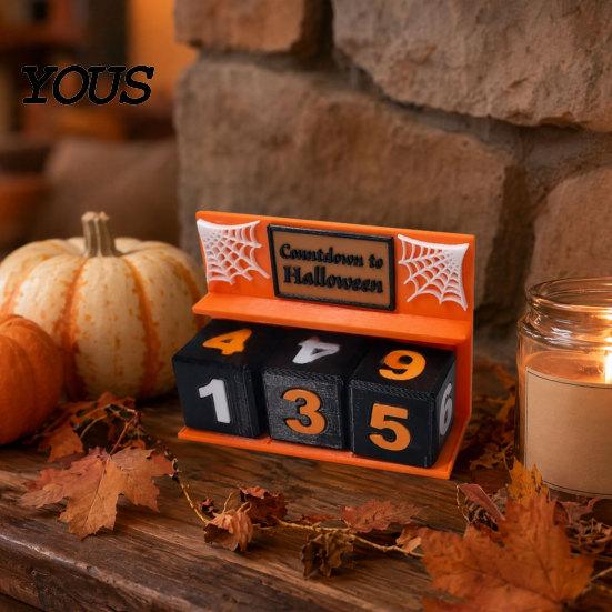 Halloween Decor Countdown Calendar Block, 3D Printed Advent Calendar, Spooky Daily Mantel Count Down to Table for Mantel, Tiered Tray Home Decoration