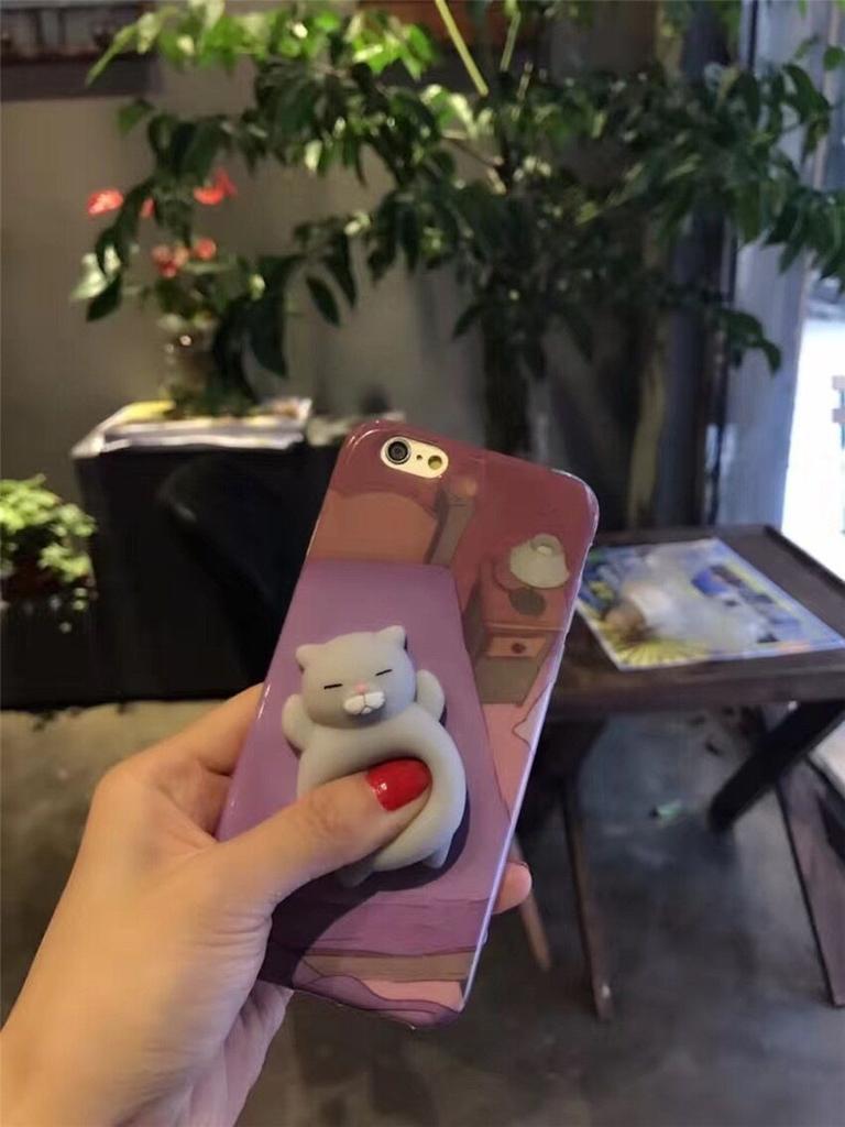 Zachte 3D Squishy Siliconen Kat Panda TPU Telefoonhoesje Cover Voor Iphone 6 6s 7 Plus