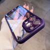 Purple Lens Glitter Diamond Clear Phone Case For Iphone 14 13 12 11 Pro Max Len Protection Plating Shockproof Hybrid Armor Cover