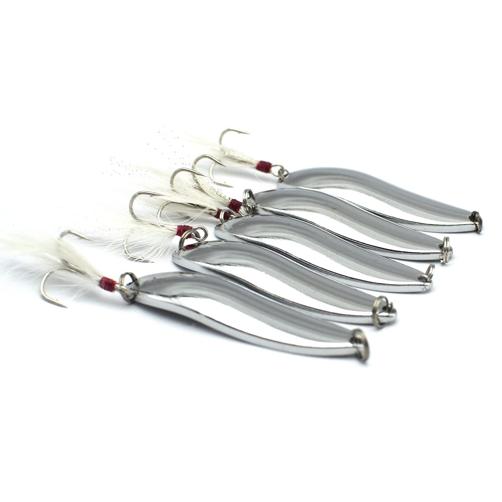 

20 штук 22 г блесны для морской рыбалки с тройными крючками и перьями, жесткие металлические спиннербейты для кастинга, серебристые для ловли лосося и окуня, крючки, блесны,