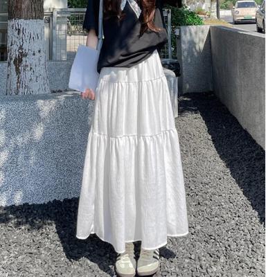 Blue Skirt for Women In Spring and Summer New High-waisted Slim Long A-line French Puffy Skirt