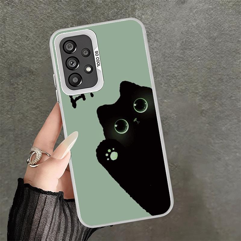Black Cat Cartoon Cute Shockproof Phone Case for Samsung A17 A16 A15 A14 A37 A57 A36 A56 A26 A35 A55 A25 A34 A54 A24 A13 A23 A33