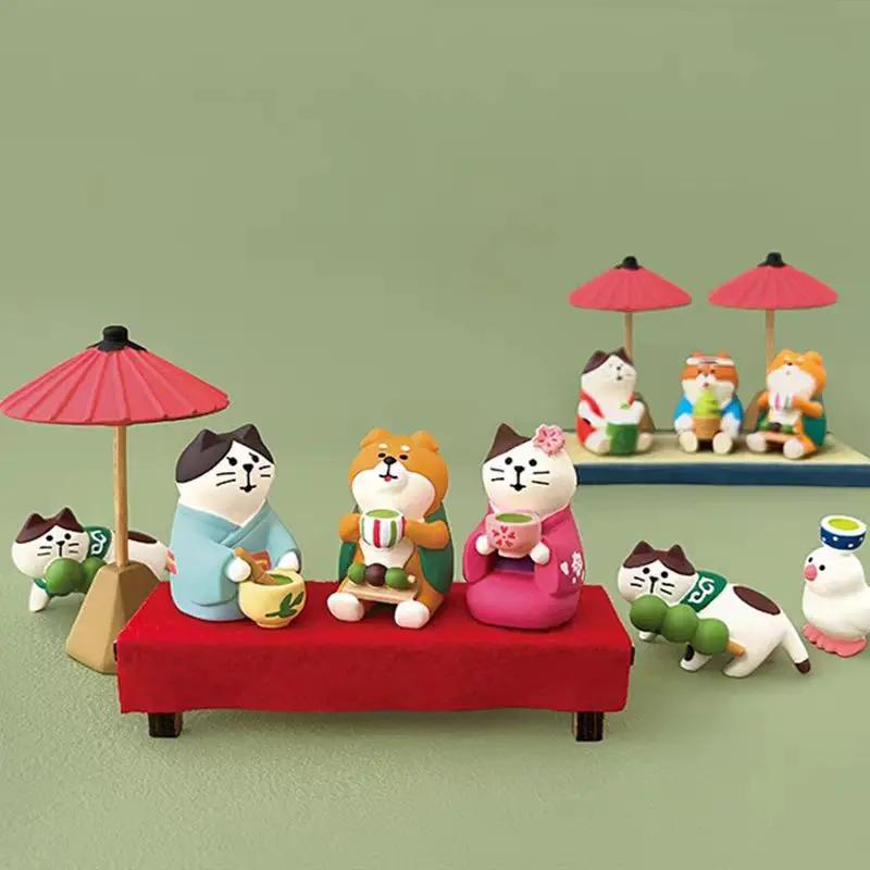 Japanese Tea Garden Leisure Scene Decoration ZAKKA Fashion Play Gift sushi Cat Toy DIY Resin Cute grain Craft Small Decoration