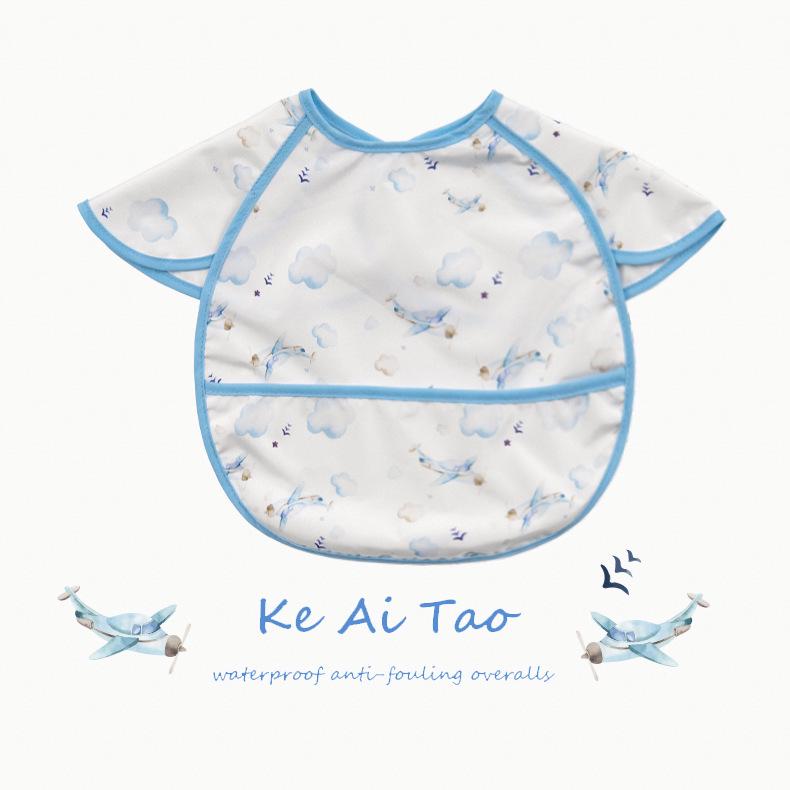 Reversible Waterproof Sleeveless Bib for Infants & Toddlers - Soft, Anti-Dirty Smock Apron with Food Pocket.