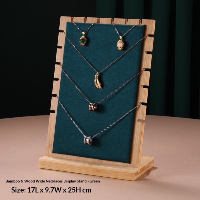 Bamboo and Wood Necklace Display Stand, Pendant Stand, L-shaped Vertical Jewelry Stand, Removable Jewelry Display Board, Jewelry Display Props
