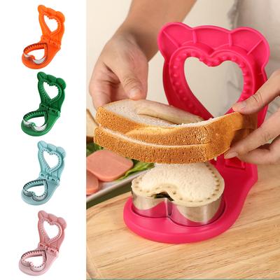 Stainless Steel Heart Shape Sandwich Press Mold Sealer Flip Non-Stick Kawaii Design for Meal Prep Kids’ Lunchbox Camping Snacks Bread Toast Mold