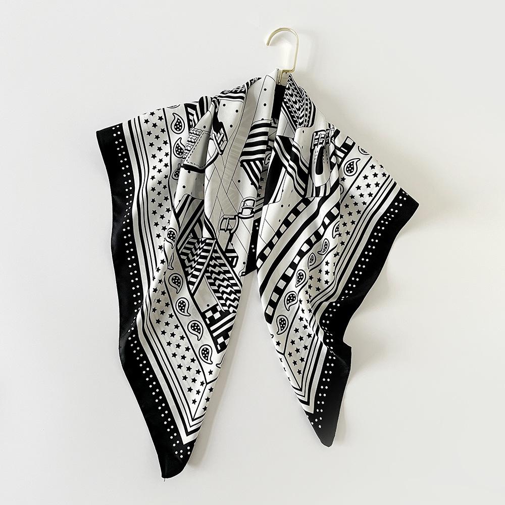 New Printed Silk Scarf Square Scarf for Spring and Summer  Big Square Scarf  Women's Fashionable and Simple Scarf Accessories